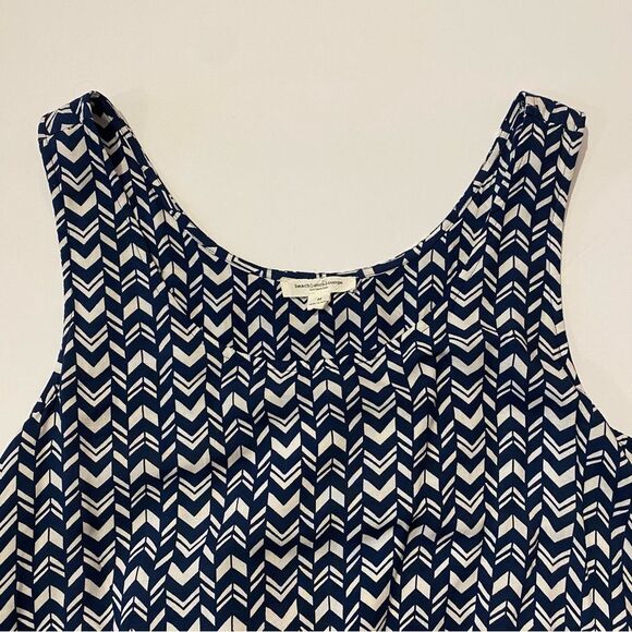 BeachLunchLounge Blue & White Chevron Sleeveless Maxi Length Summer Dress Size M - Picture 4 of 13